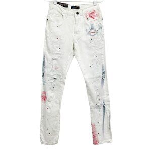 NWT REGAL EXCHANGE Men Super Stretch Distressed Slim Jeans Size 28x32  (W27xL30)